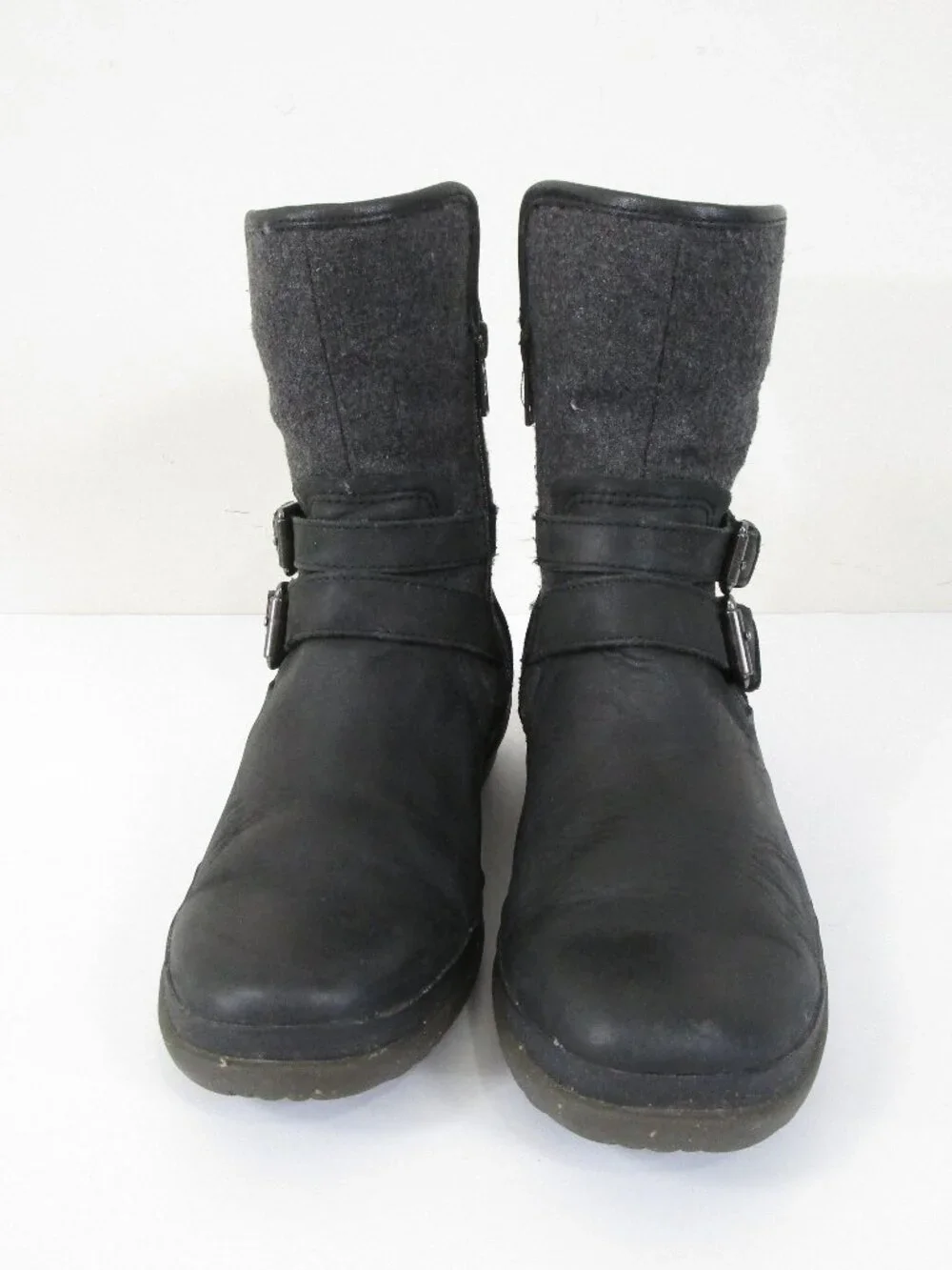 Ugg Womens Waterproof Simmens Black Leather Mid Calf Zip Up Boots Size 6.5